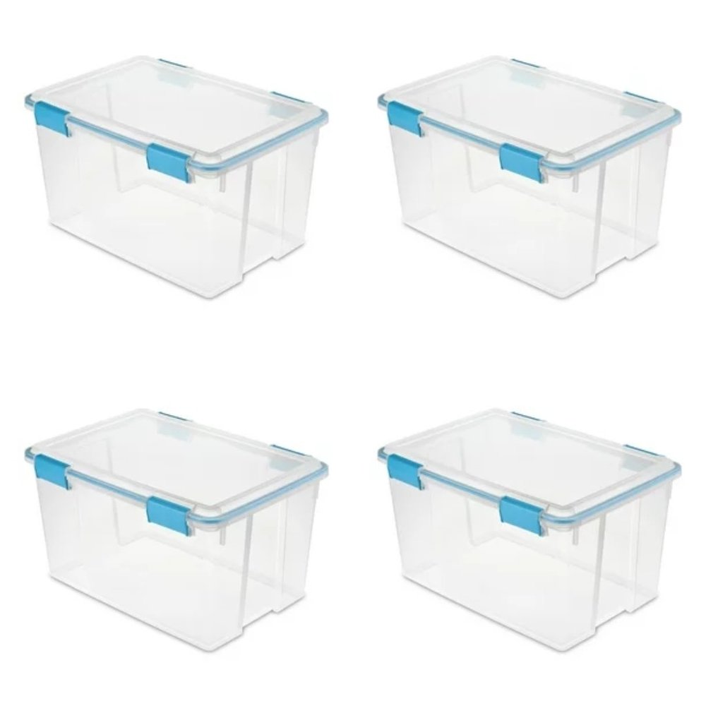 Sterilite 54 Qt. Gasket Box Plastic, Blue Aquarium, Set of 4